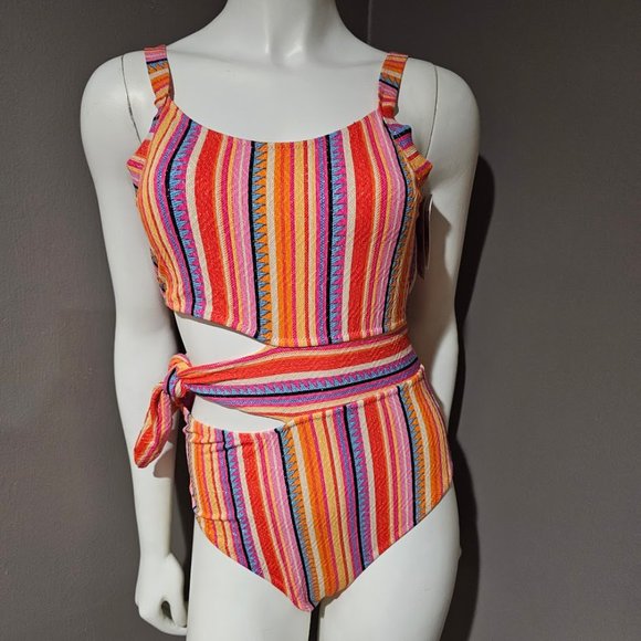 Jessica Simpson Escape to Pacific Tied One-piece Swimsuit - Picture 2 of 12